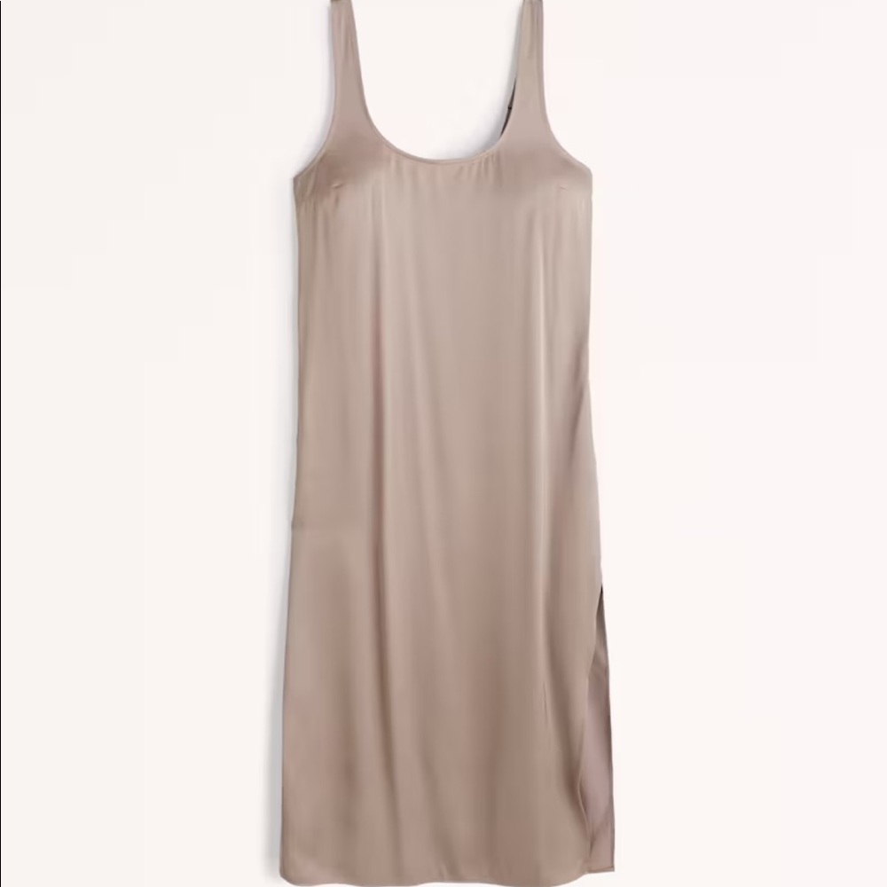 Slip Midi Dress in Taupe - Abercrombie & Fitch